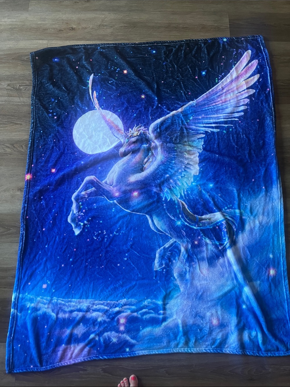 Galactic Pegasus Print Blanket - Blue Night Sky